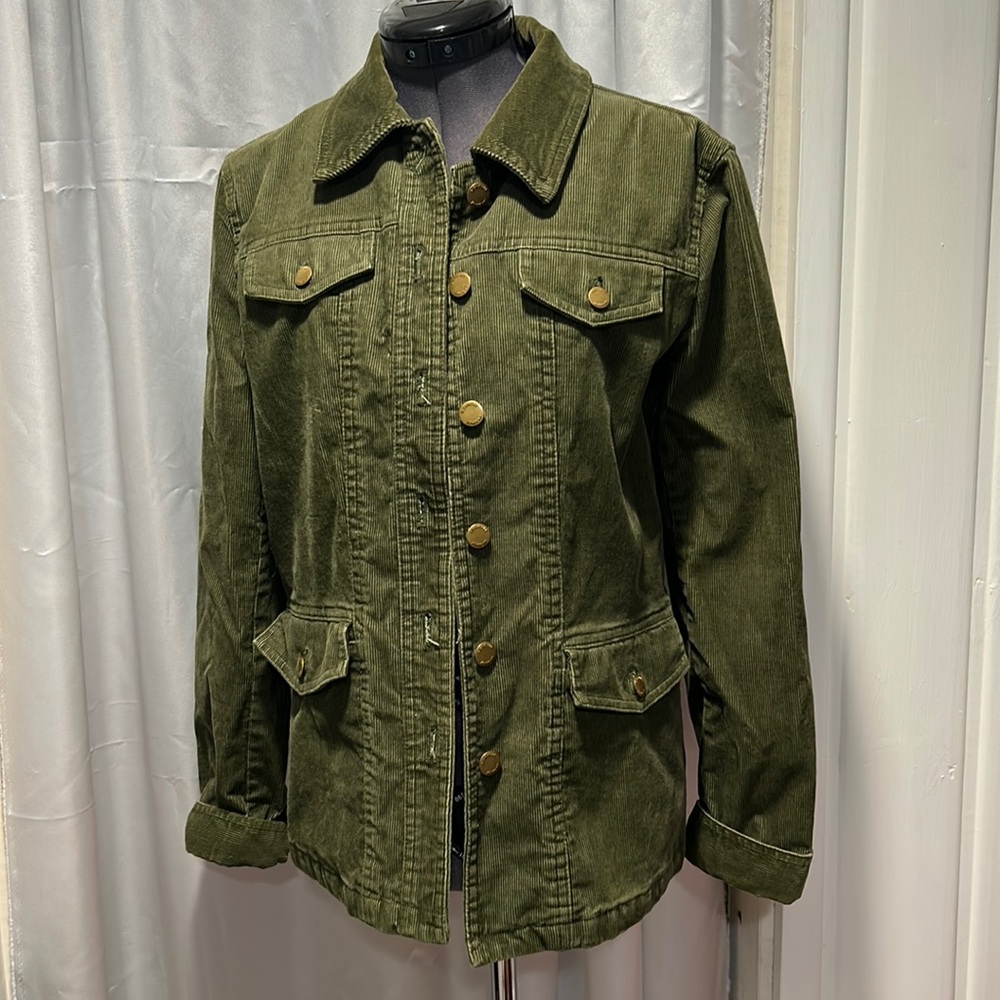 Corday dark olive green jean jacket. Hardly worn. Jones New York  size s